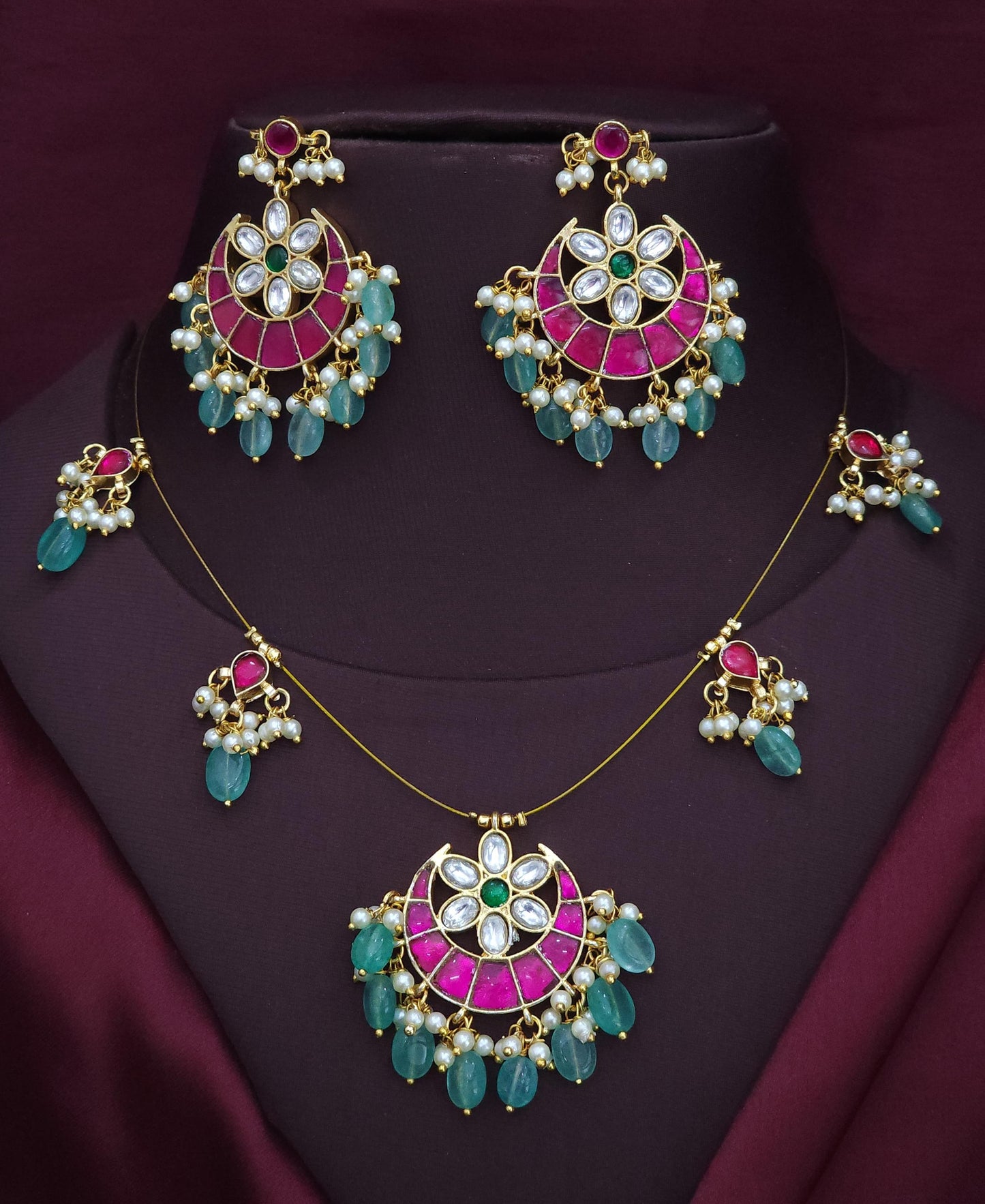 Real jadau invisible chain vt earrings